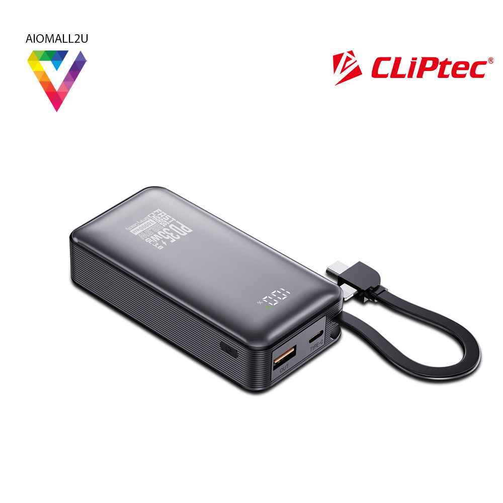 CLIPTEC MPB237 10000mAh PD35W+22.5W Fast Charging Power Bank with Cable ...